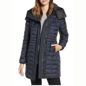 Marc New York Quilted Puffer XS Navy Jacket Coat Hooded Parka Lightweight